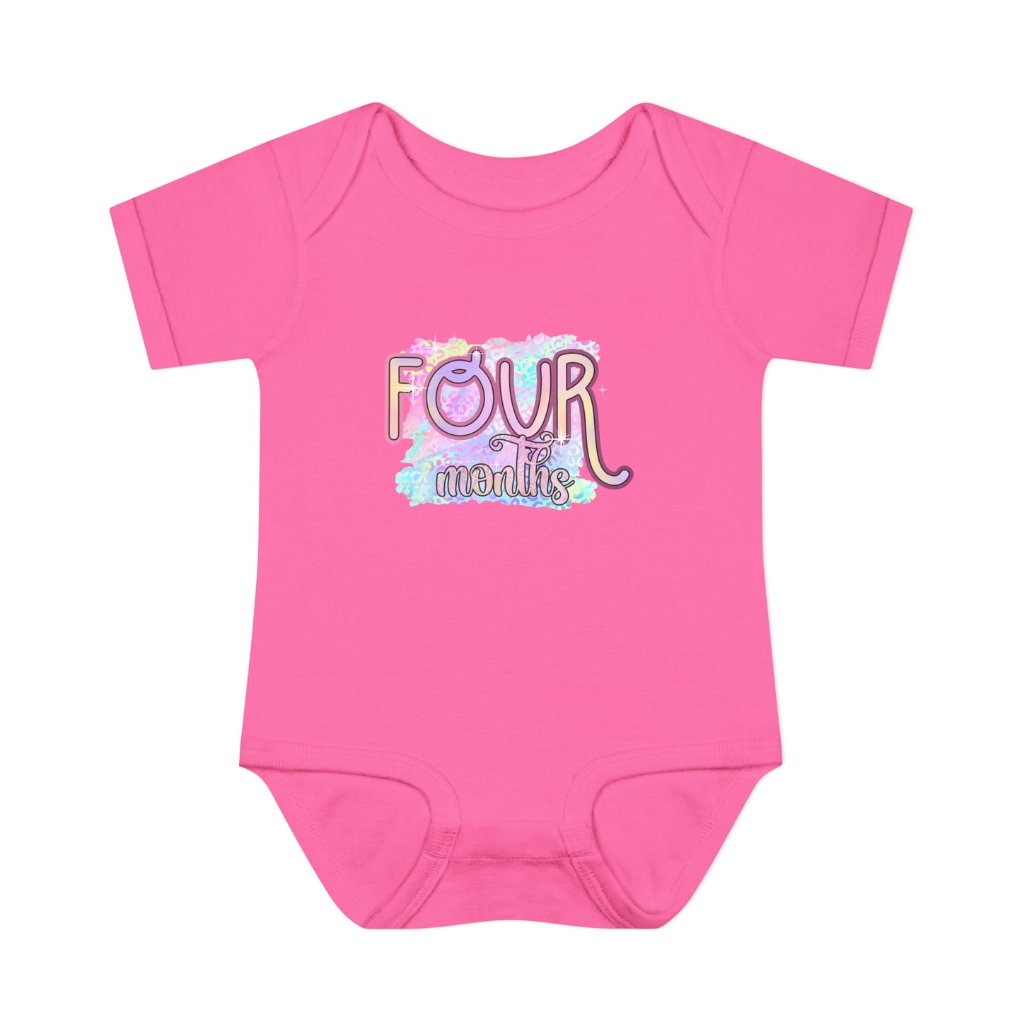 Pastel Wild One Milestone Baby Bodysuit-Four Months