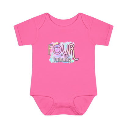 Pastel Wild One Milestone Baby Bodysuit-Four Months