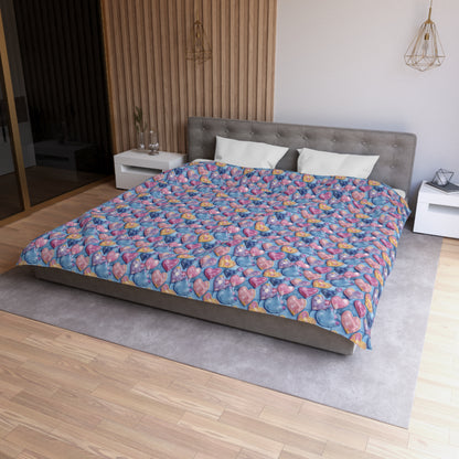Color Pop Stitched Hearts Duvet Bedding Set