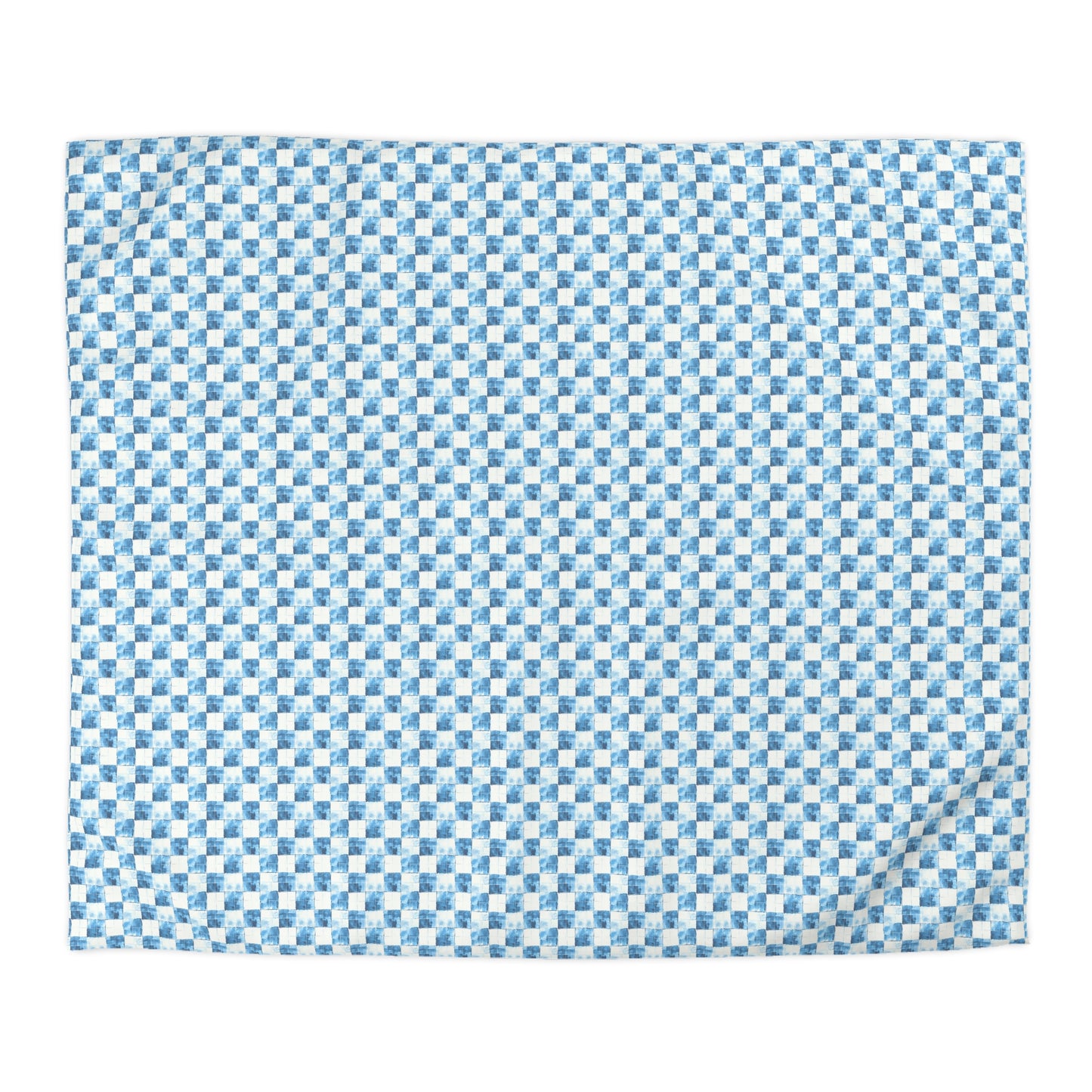 Cozy Blue Checkered Microfiber Duvet Cover