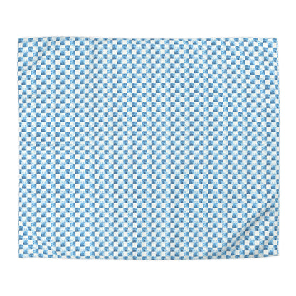 Cozy Blue Checkered Microfiber Duvet Cover