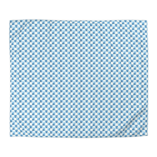 Cozy Blue Checkered Microfiber Duvet Cover