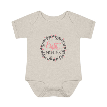 Pink Milestone Wreath Onesie-Eight Months