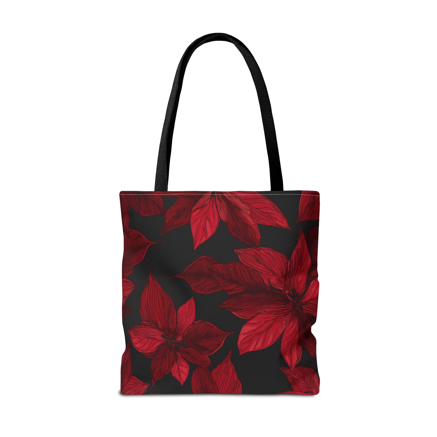 Midnight Poinsettia Garden Canvas Tote Bag