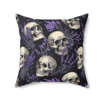 Midnight Lavender Skulls Throw Pillow