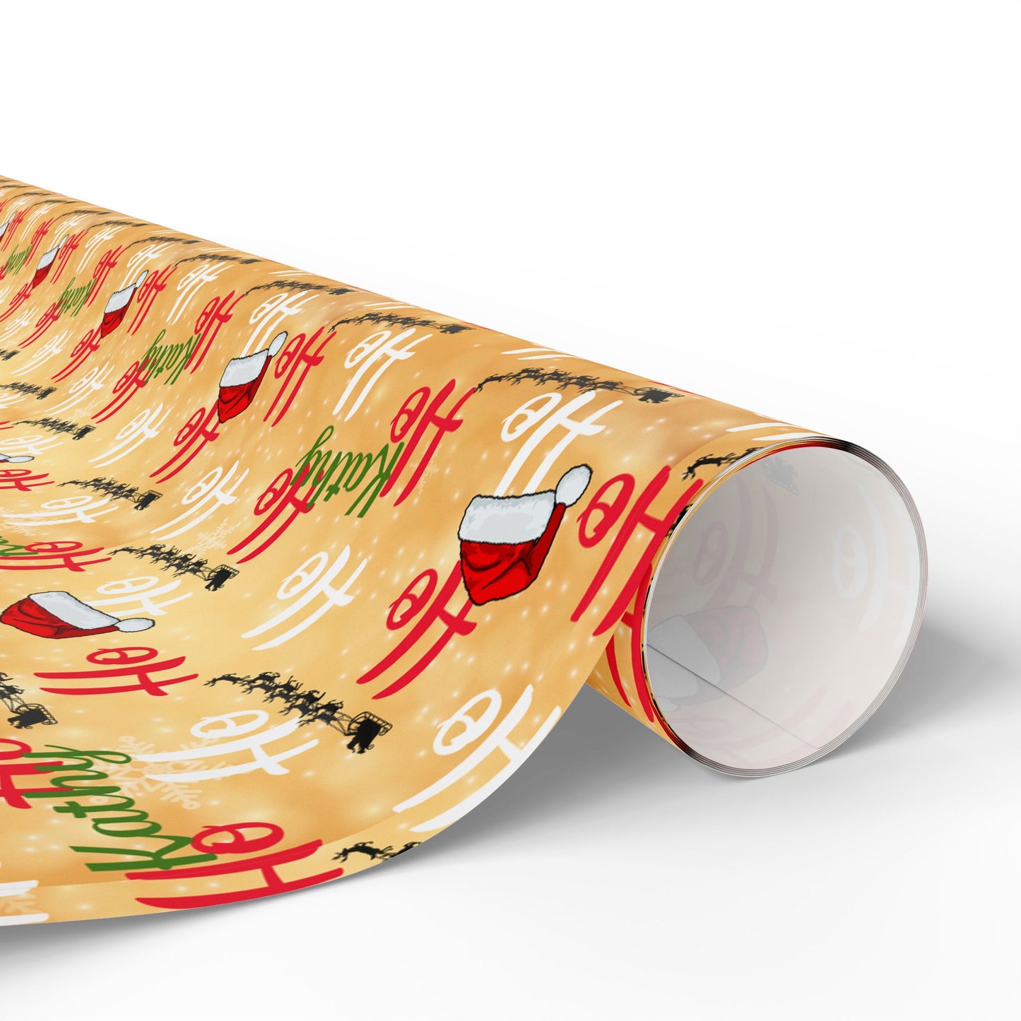 Gold Ho Ho Ho Custom Name Wrapping Paper (Kathy)