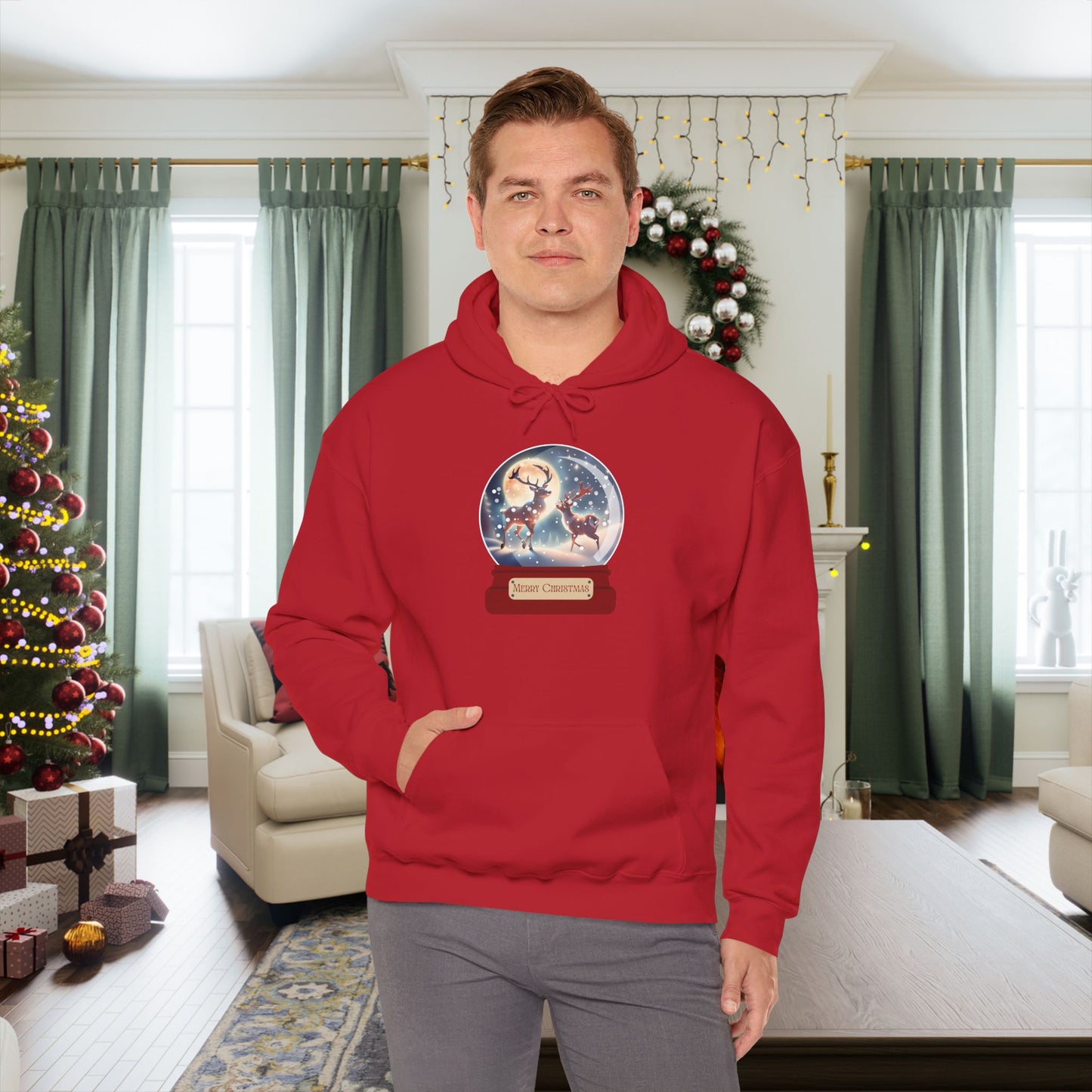 Reindeer Snow Globe Heavy Blend™ Hooded Sweatshirt