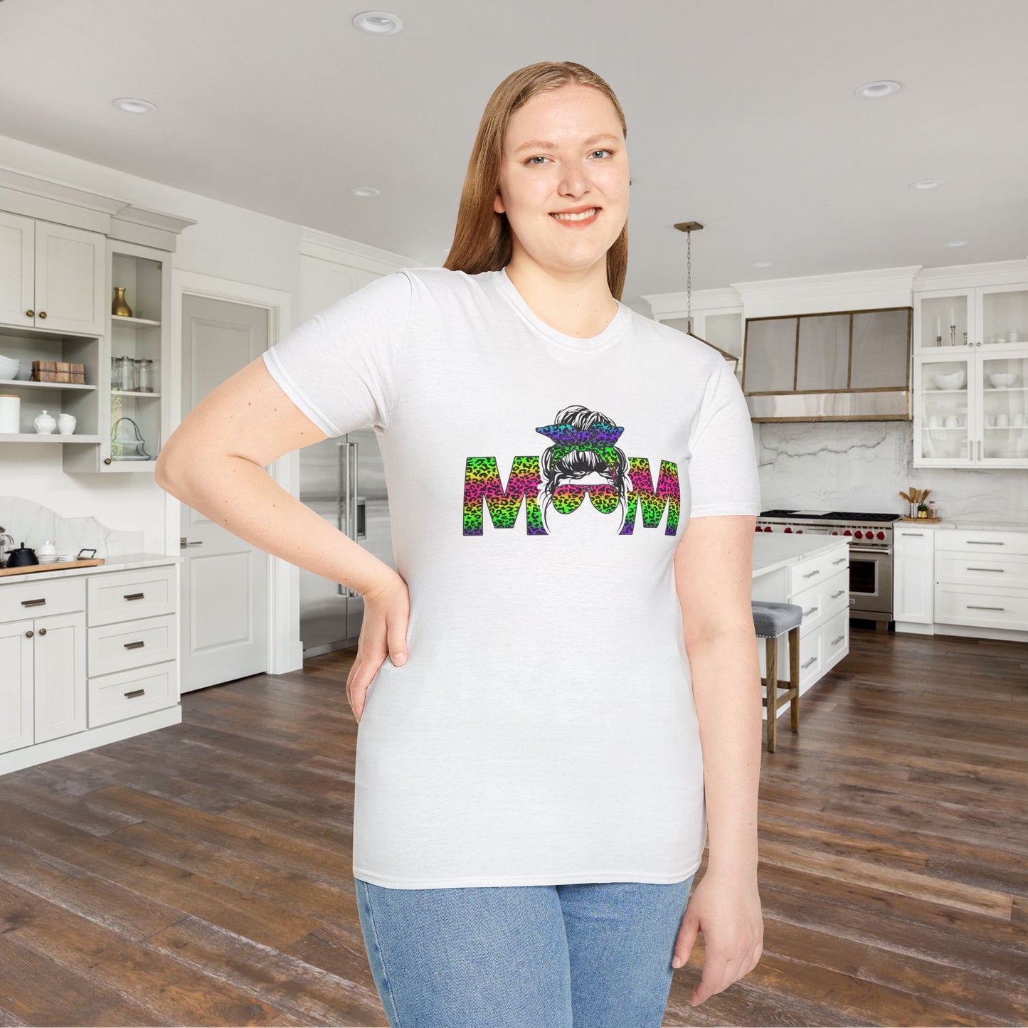 Mom (Colorful Leopard Print) Adult T-shirt