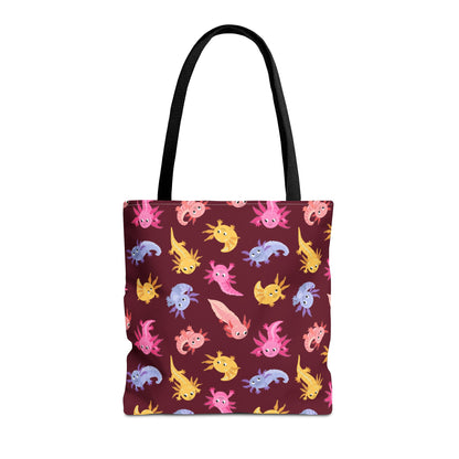 Crimson Axolotls Canvas Tote Bag