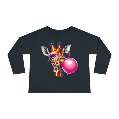Girraffe Blowing Bubble Toddler Long Sleeve Tee