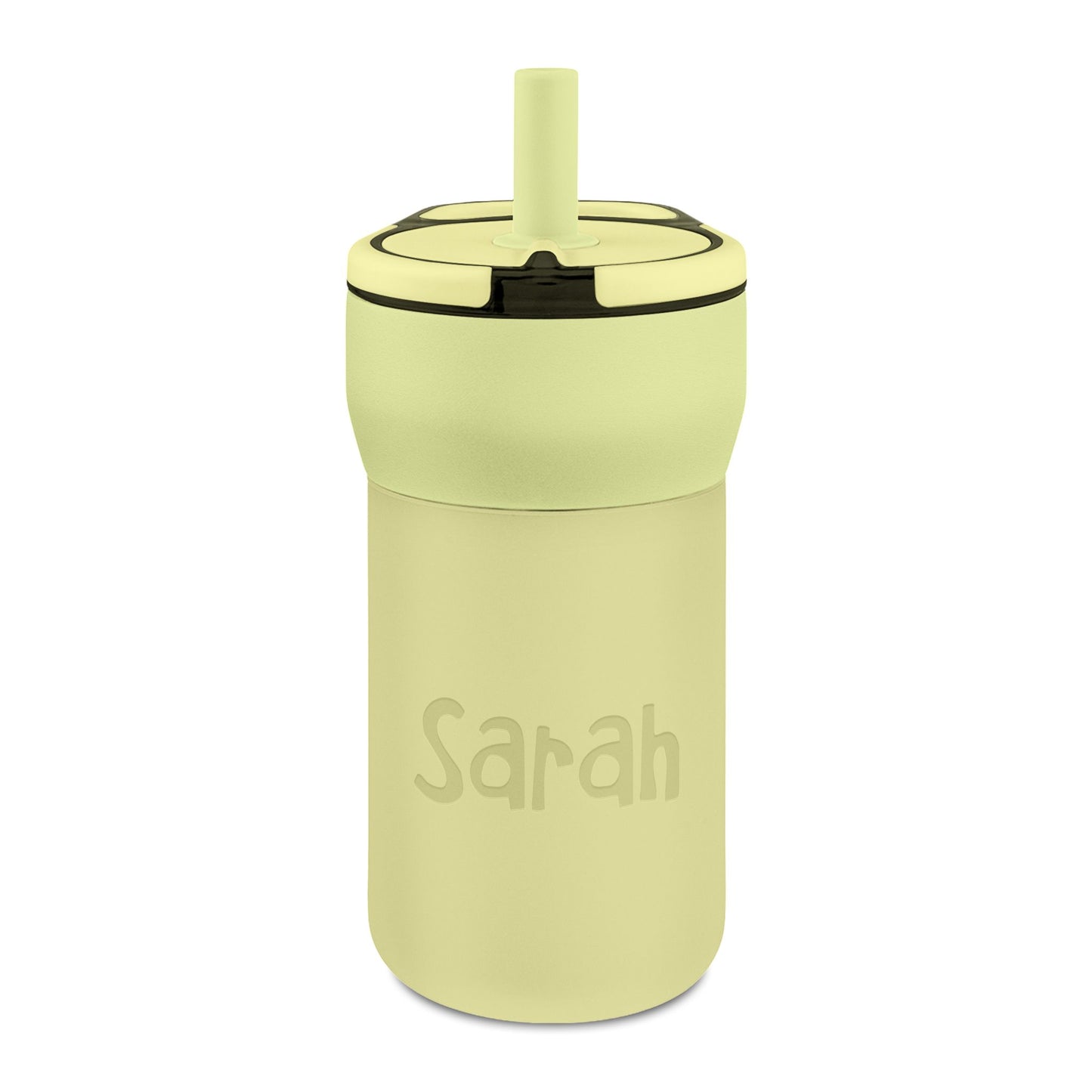 Personalized Kids 12oz Leakproof Straw Tumbler — Engraved Name Water Bottle