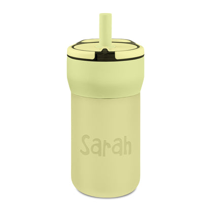 Personalized Kids 12oz Leakproof Straw Tumbler — Engraved Name Water Bottle