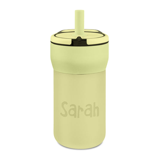Personalized Kids 12oz Leakproof Straw Tumbler — Engraved Name Water Bottle
