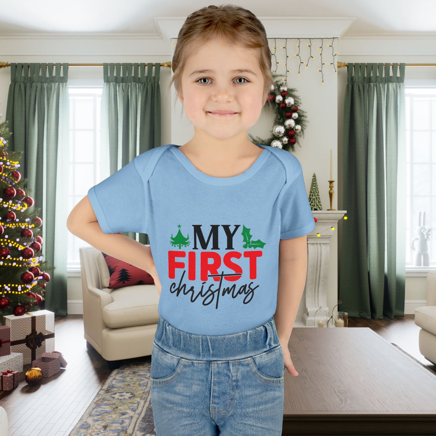 My First Christmas Infant Baby Rib Bodysuit
