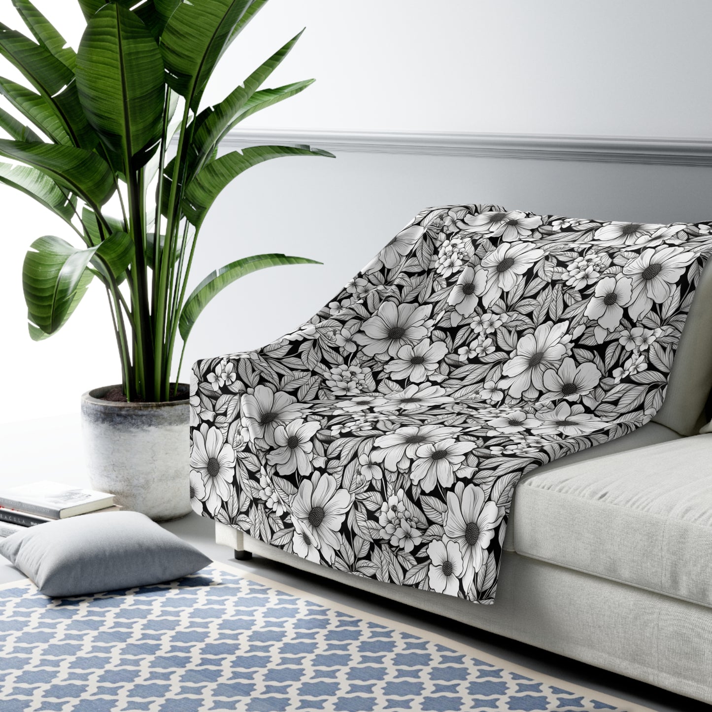 Black & White Forget-Me-Nots Duvet Bedding Set