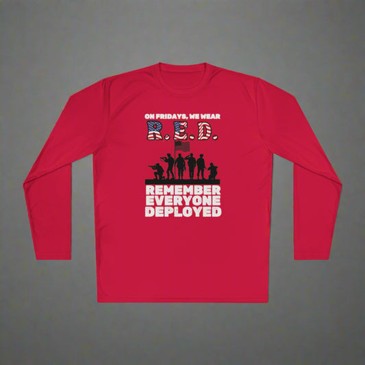 RED Fridays Remember Everyone Deployed Unisex Lightweight Long Sleeve Tee