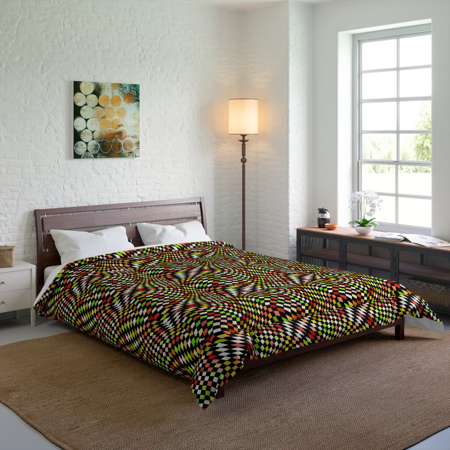 Warped Yellow/Green Checkered Comforter
