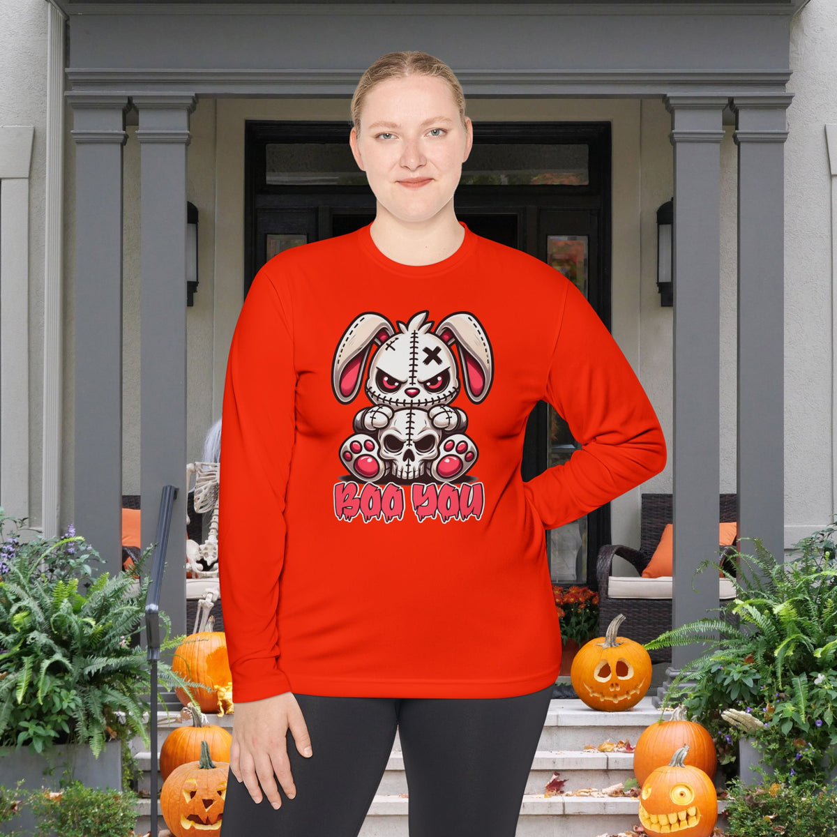 Boo You (Voodoo Bunny w/Skull) Adult Long Sleeve Tee