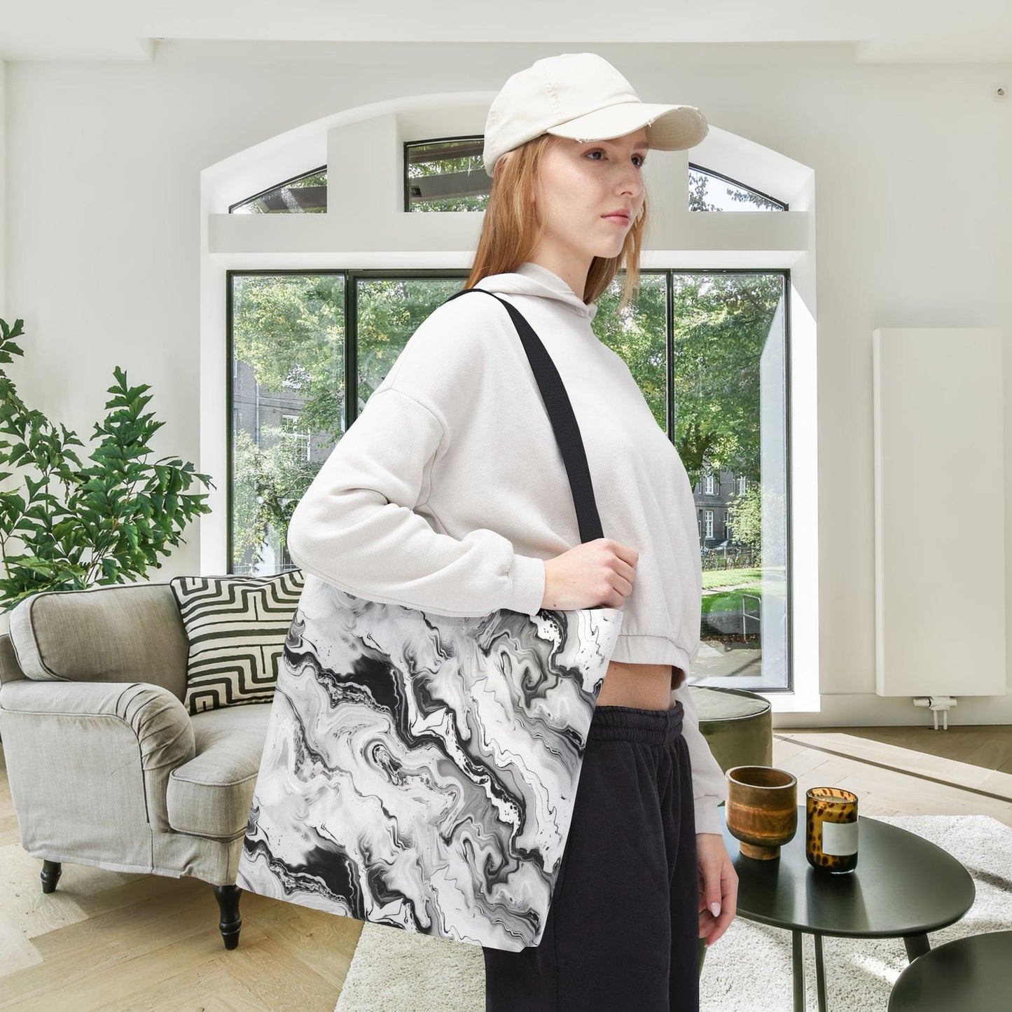 Frost Veil Marble Canvas Tote Bag