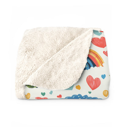 Ribbit Rainbows Sherpa Fleece Blanket