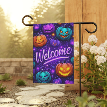 Welcome Halloween Purple Garden Banner