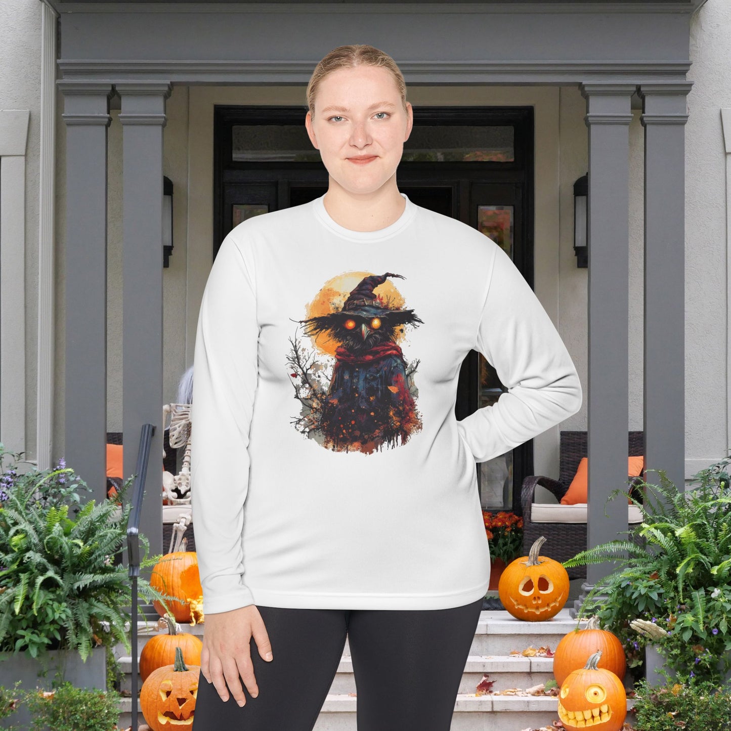 Halloween Scarecrow Adult Long Sleeve Tee