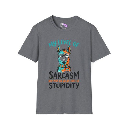 ""My Level of Sarcasm Depends on Your Level of Stupidity (Llama) Adult T-shirt