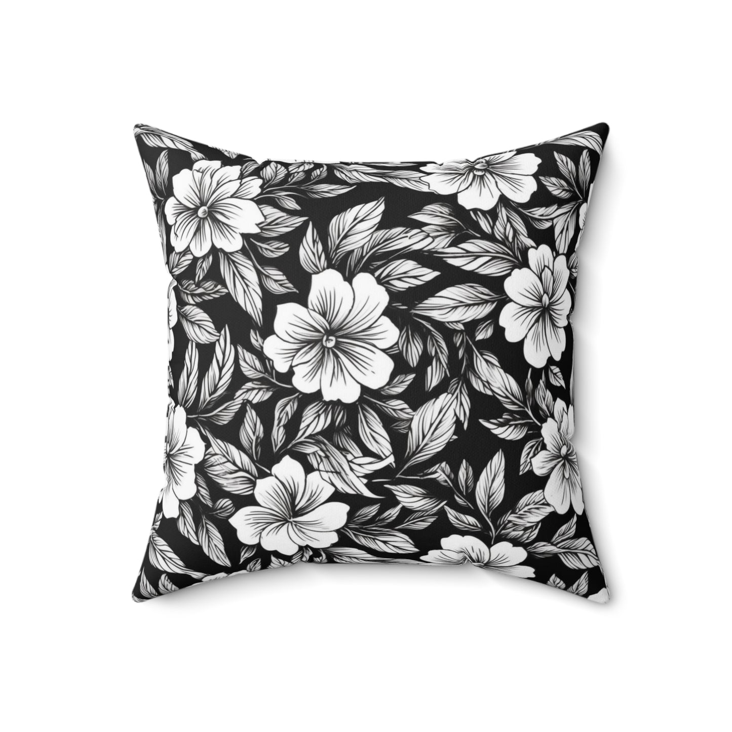 Monochrome Paradise Bloom Throw Pillow
