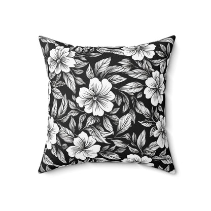 Monochrome Paradise Bloom Throw Pillow