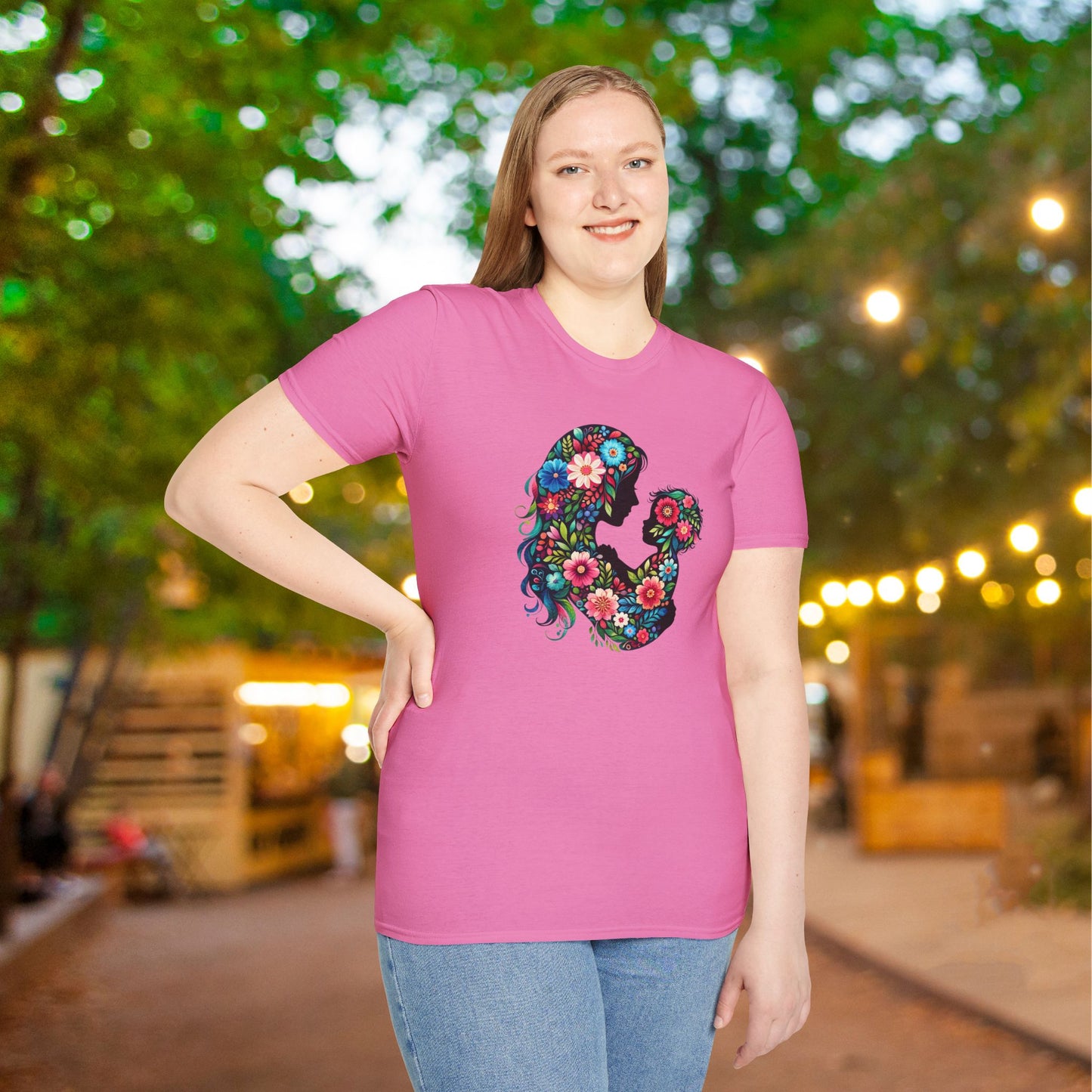 Flowery Mother & Child Adult T-shirt