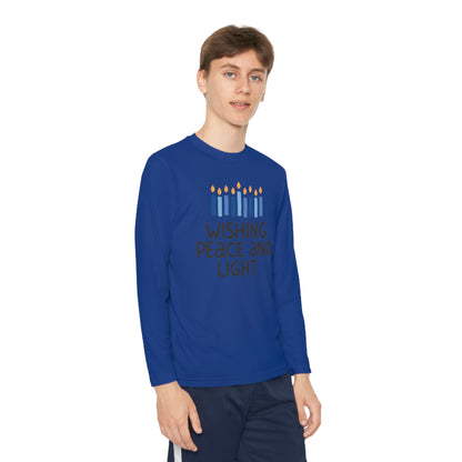 Hanukkah Wishing Peace & LIght Youth Long Sleeve Tee