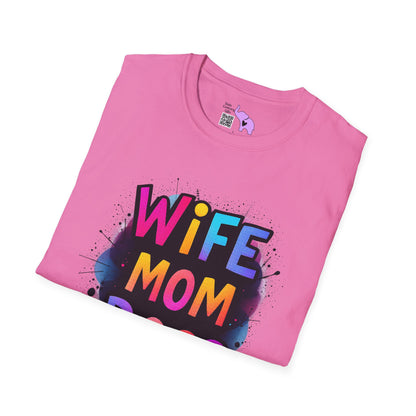 Wife Mom Boss (Primary Colors) Adult T-shirt