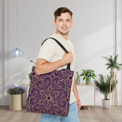 Golden Amethyst Radiance Mandala Canvas Tote Bag