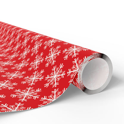 Snowfall on Red Wrapping Paper