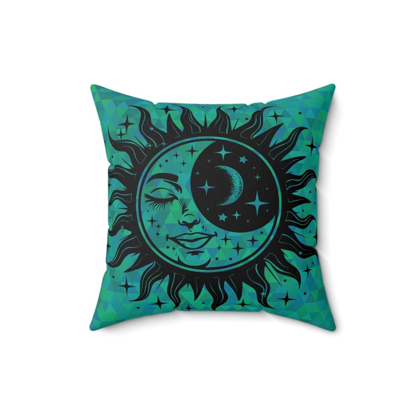 Sun & Moon on Teal Throw Pillow