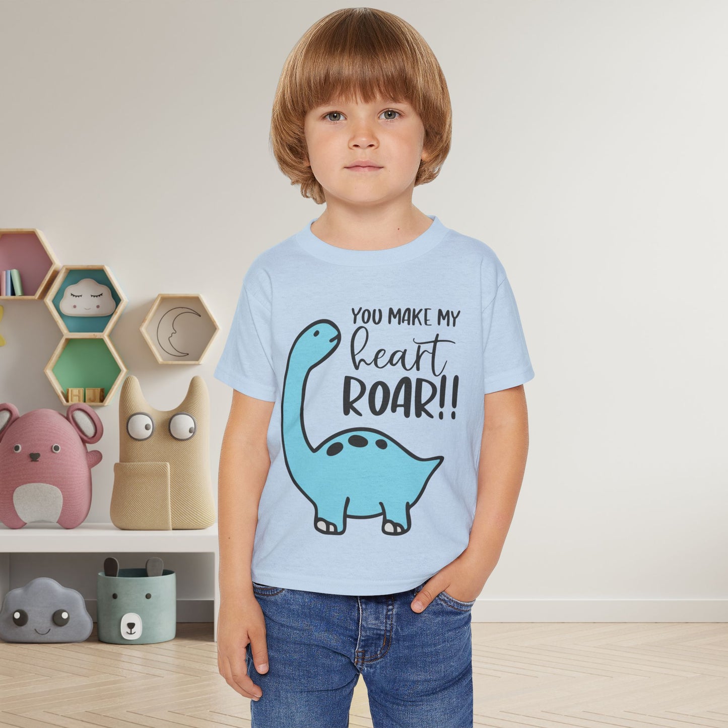 You Make My Heart Roar (Dinosaur) Heavy Cotton™ Toddler T-shirt