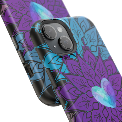 Colorful Mandala w/Heart MagSafe® Compatible Tough Case for iPhone