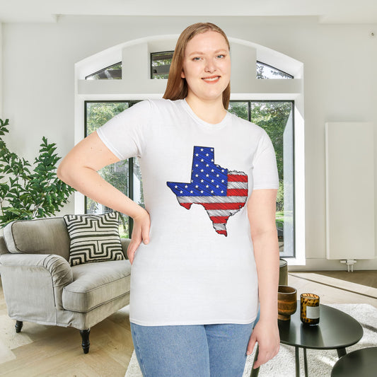 Texas American Flag 2 Adult T-shirt