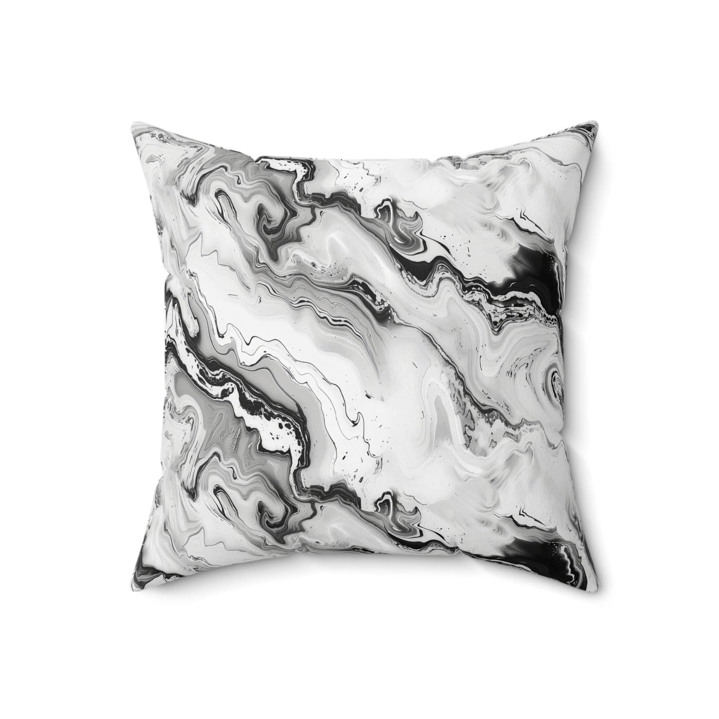 Frost Veil Marble Throw Pillow