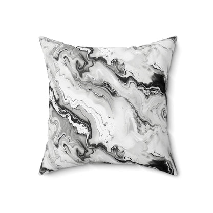 Frost Veil Marble Throw Pillow