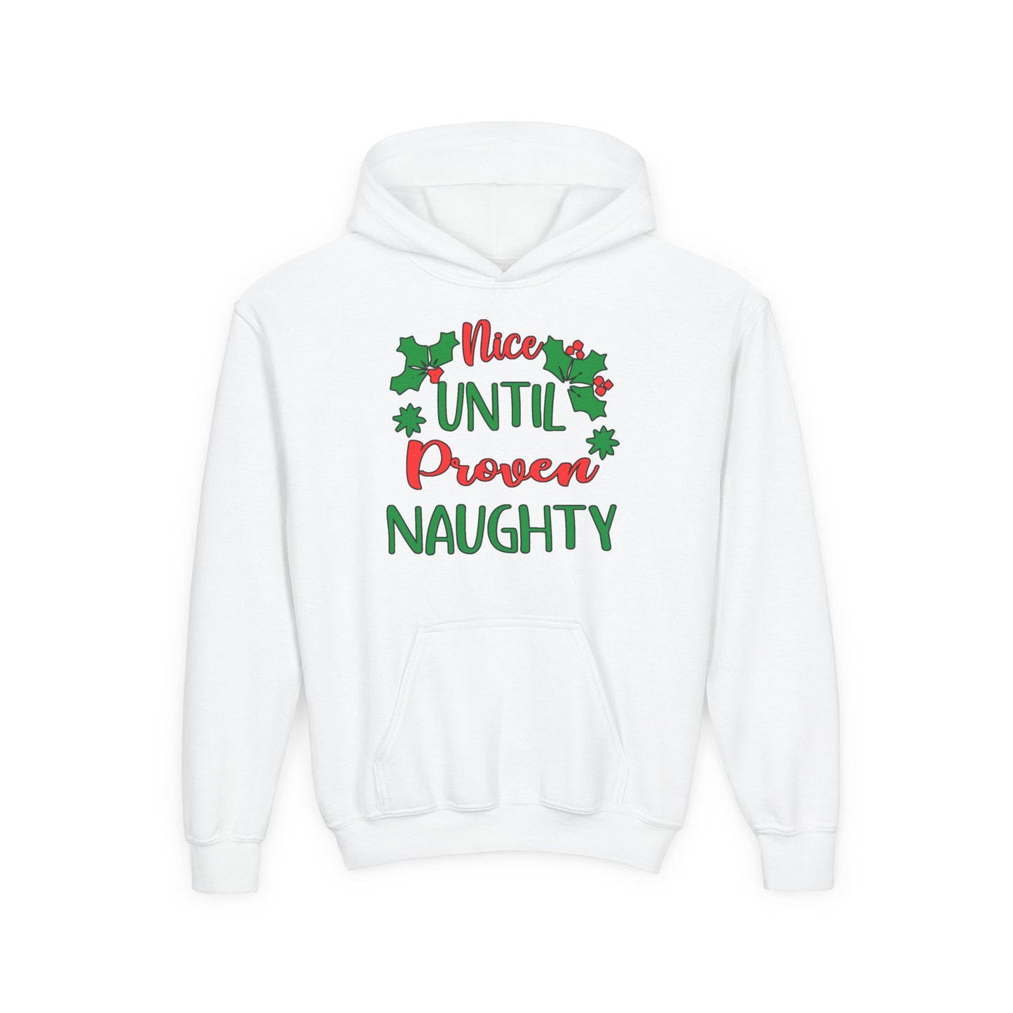 Nice Until Proven Naughty Youth Heavy Blend Hooded Sweatshirt