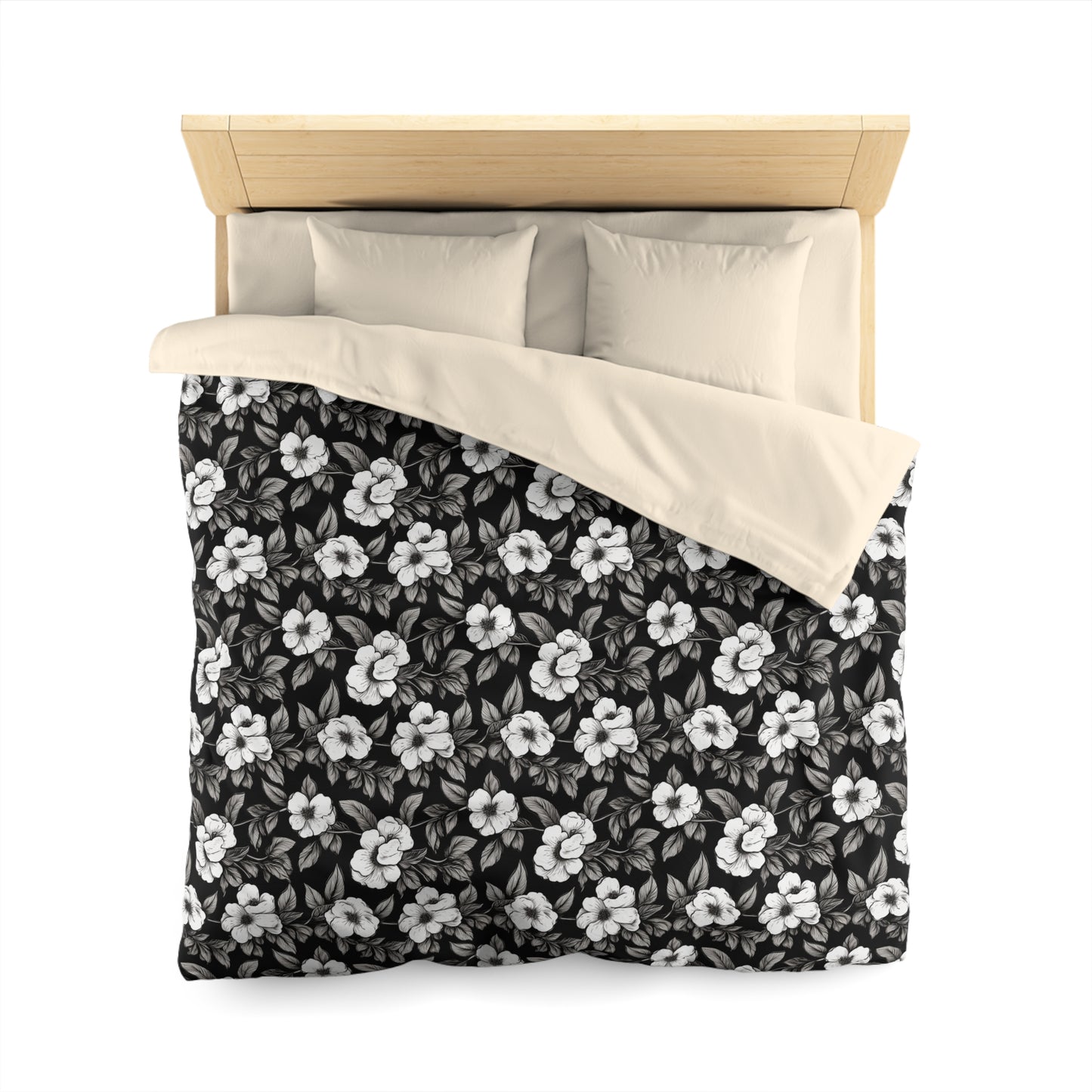 Black & White Daisies Microfiber Duvet Cover