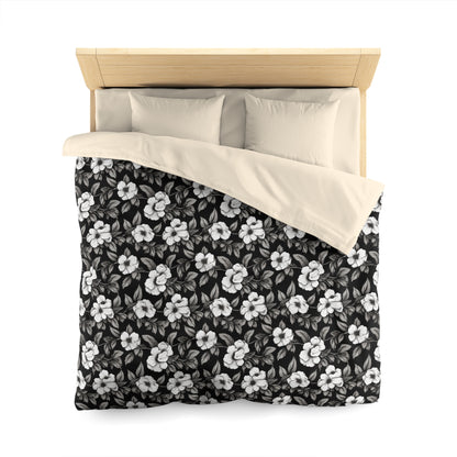 Black & White Daisies Microfiber Duvet Cover