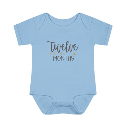 Golden Arrow Milestone Baby Bodysuit-Twelve Months