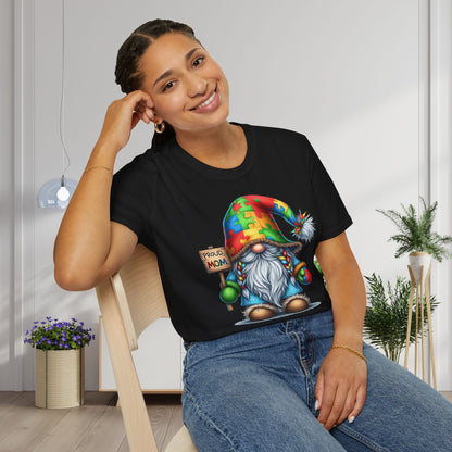 Proud Mom (Autism Awarness Gnome) Adult T-shirt