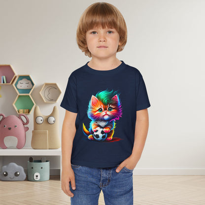 Cute Colorful Kitten w/Soccer Ball Heavy Cotton™ Toddler T-shirt