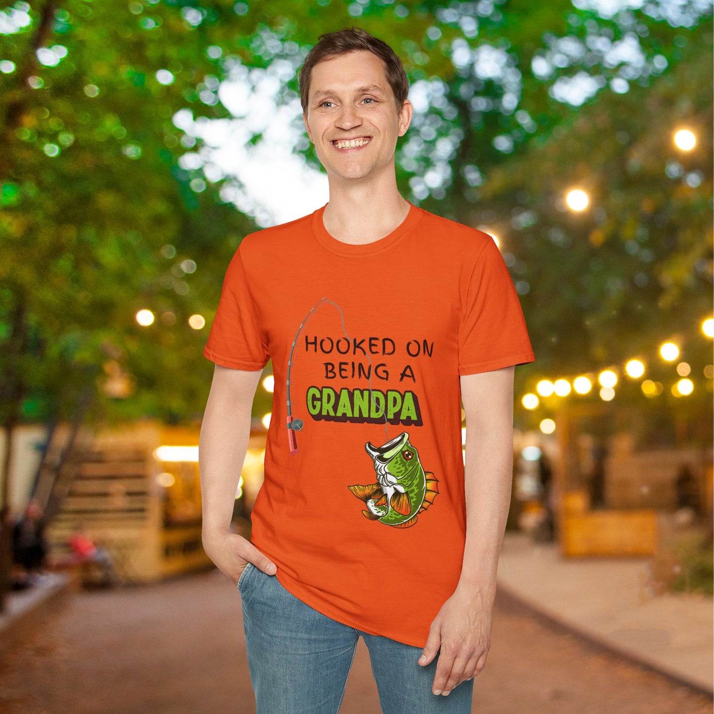 Hooked On Being A Grandpa Adult T-shirt
