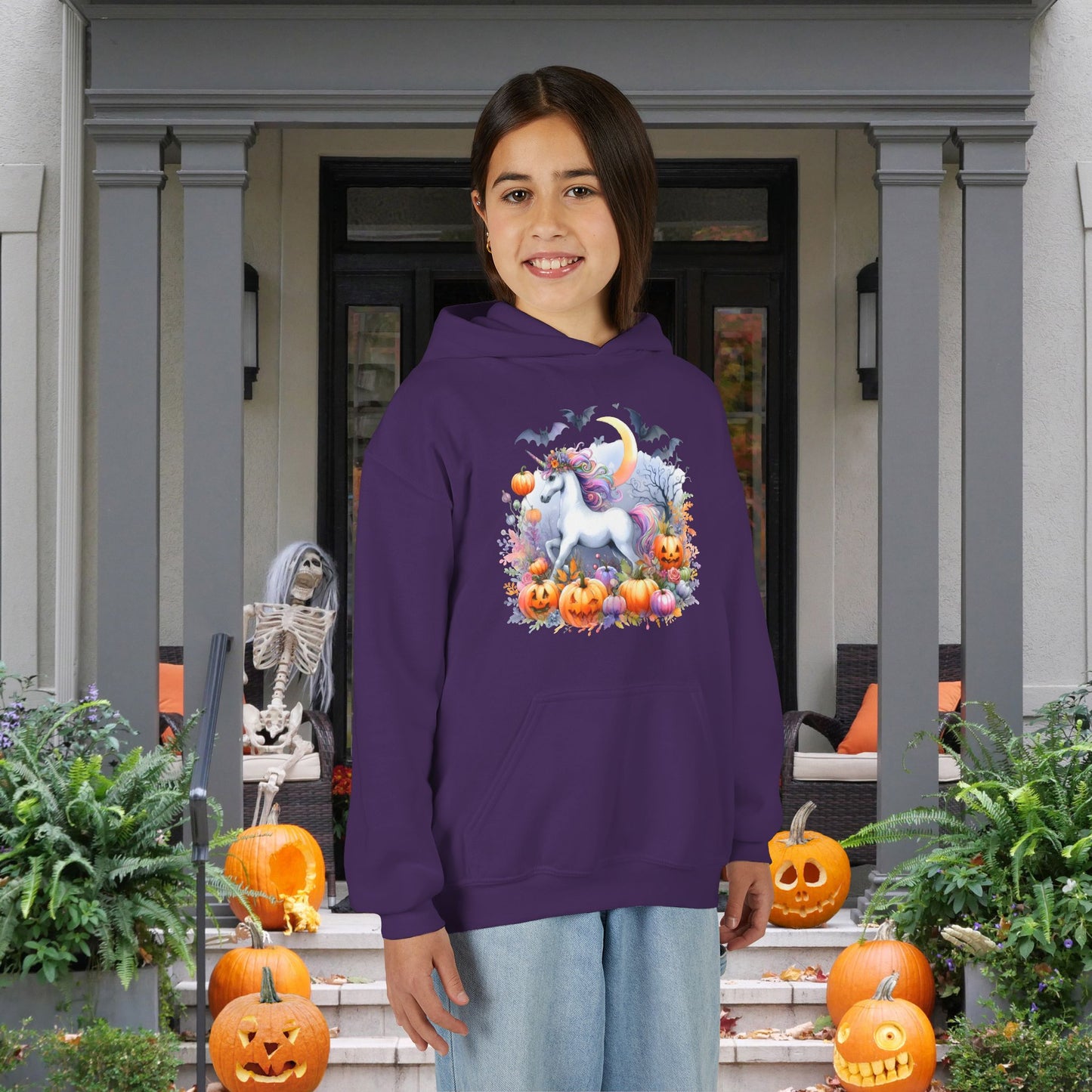 Halloween Unicorn Youth Heavy Blend Hoodie