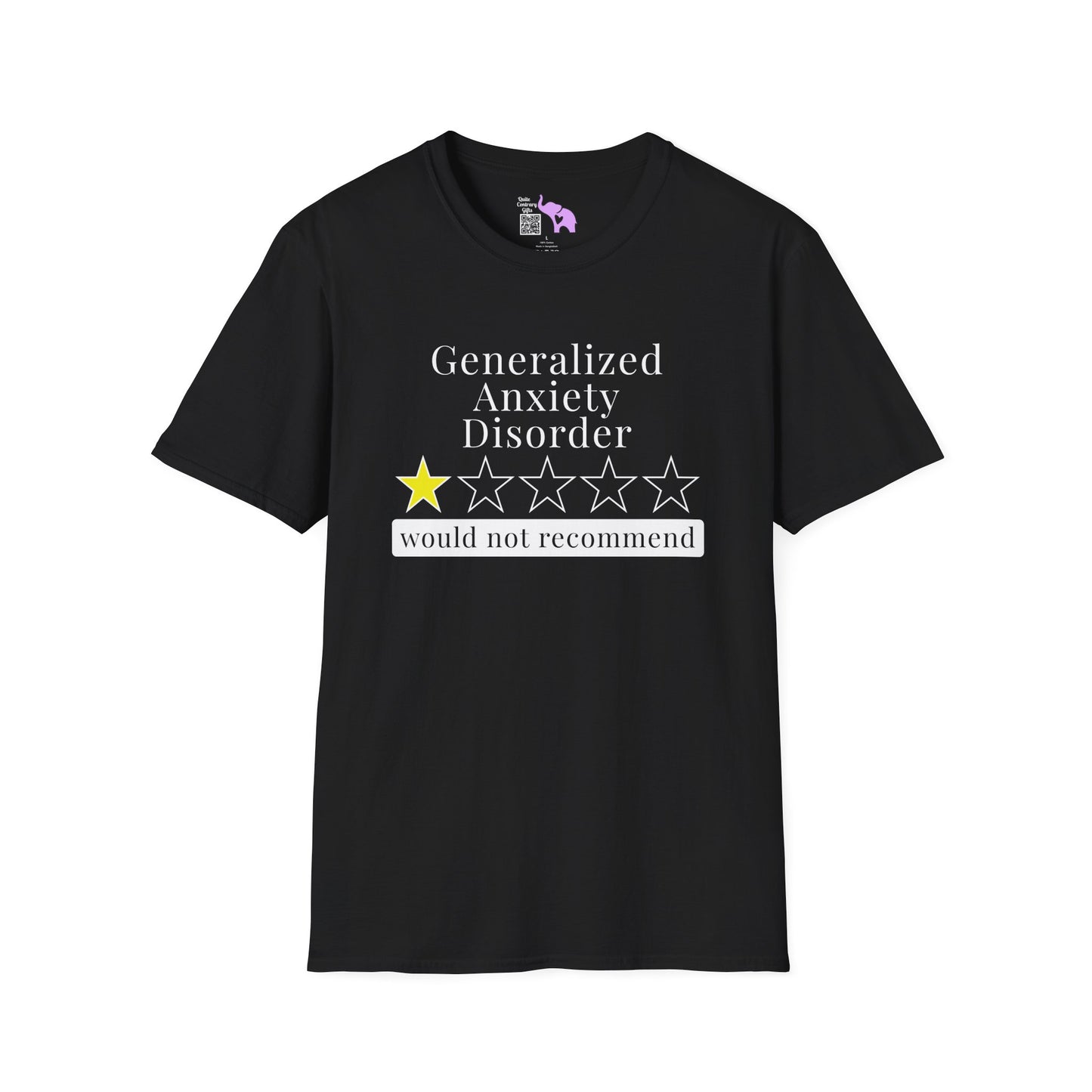 Geralized Anxiety Disorder 1 Star Would Not Recommend Adult T-shirt