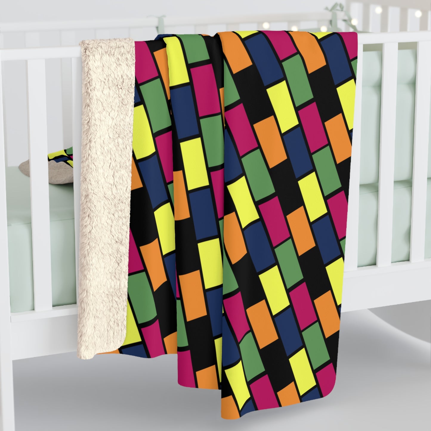 Colorful Bricks Sherpa Fleece Blanket